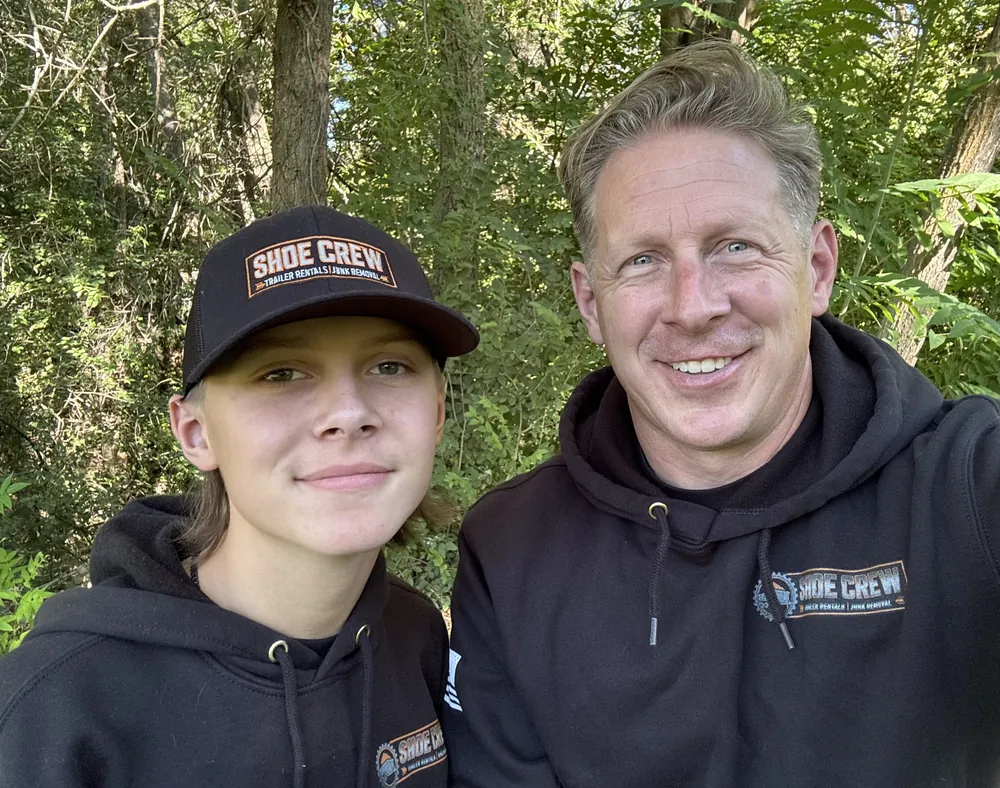 Jeremy and Ethan, the father and son team behind Shoe Crew